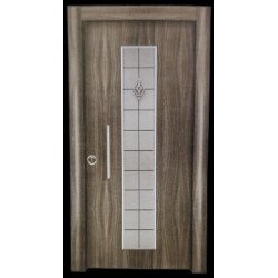 باب مخشب مع نافذة وسطية طويله