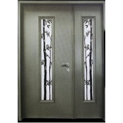 باب دفة و ربع مع نوافذ طولية